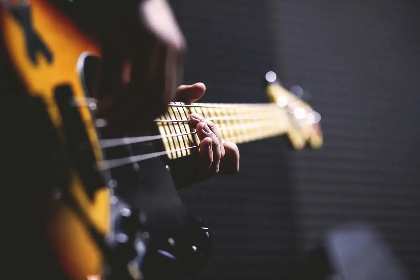 Musician playing a bass guitar